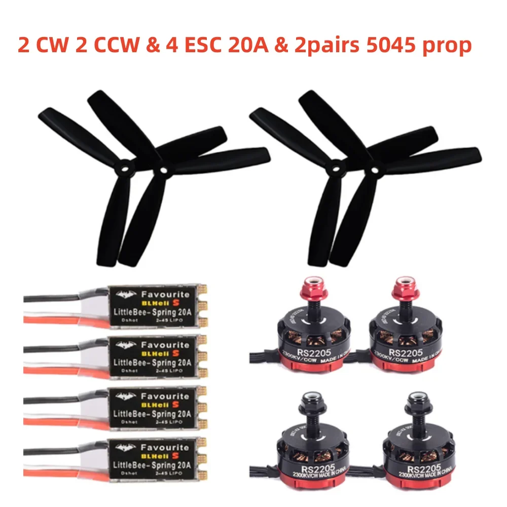 

RS2205 2300KV CW CCW Brushless Motor LittleBee 20A/30A BLHeli_S ESC 5045 propeller For FPV QAV250 X210 Racing Drone Multicopter