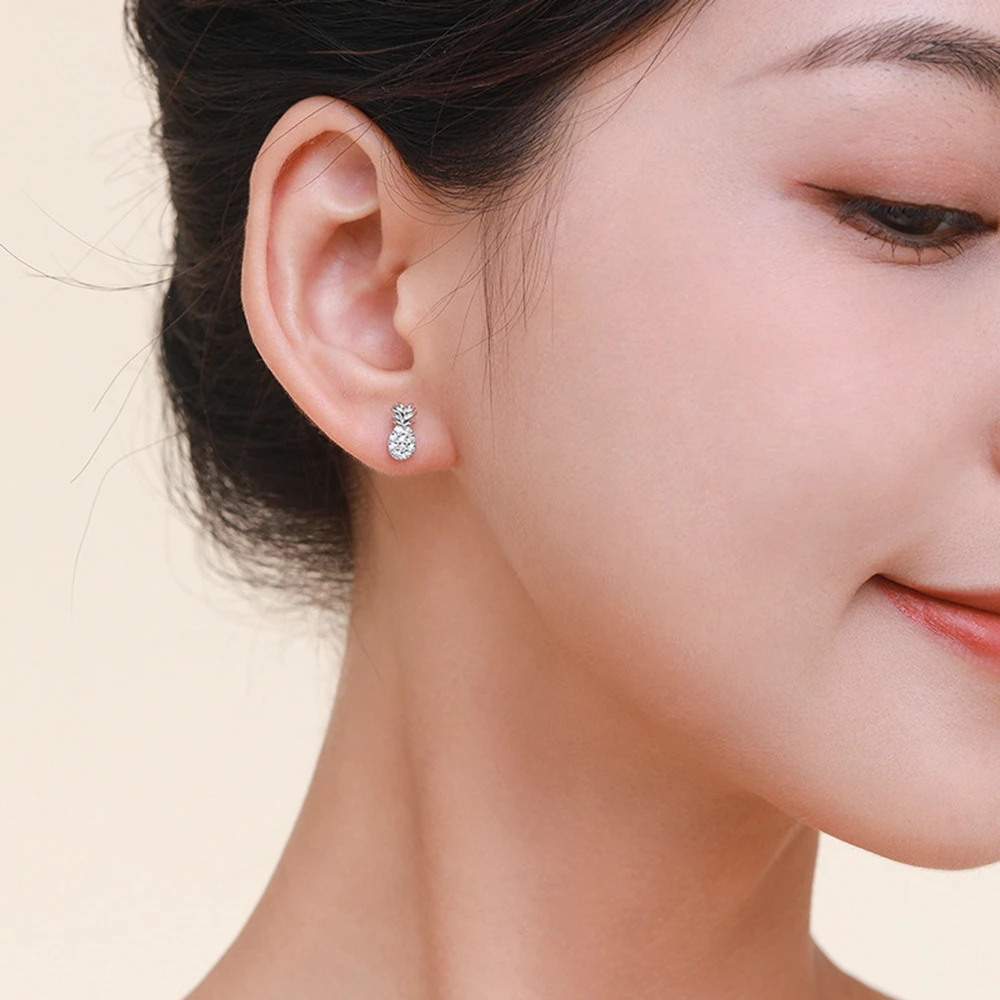 PuBang Fine Jewelry Real 925 Sterling Silver High Carbon Diamond Pineapple Stud Earrings for Women Engagement Gift Drop Shipping