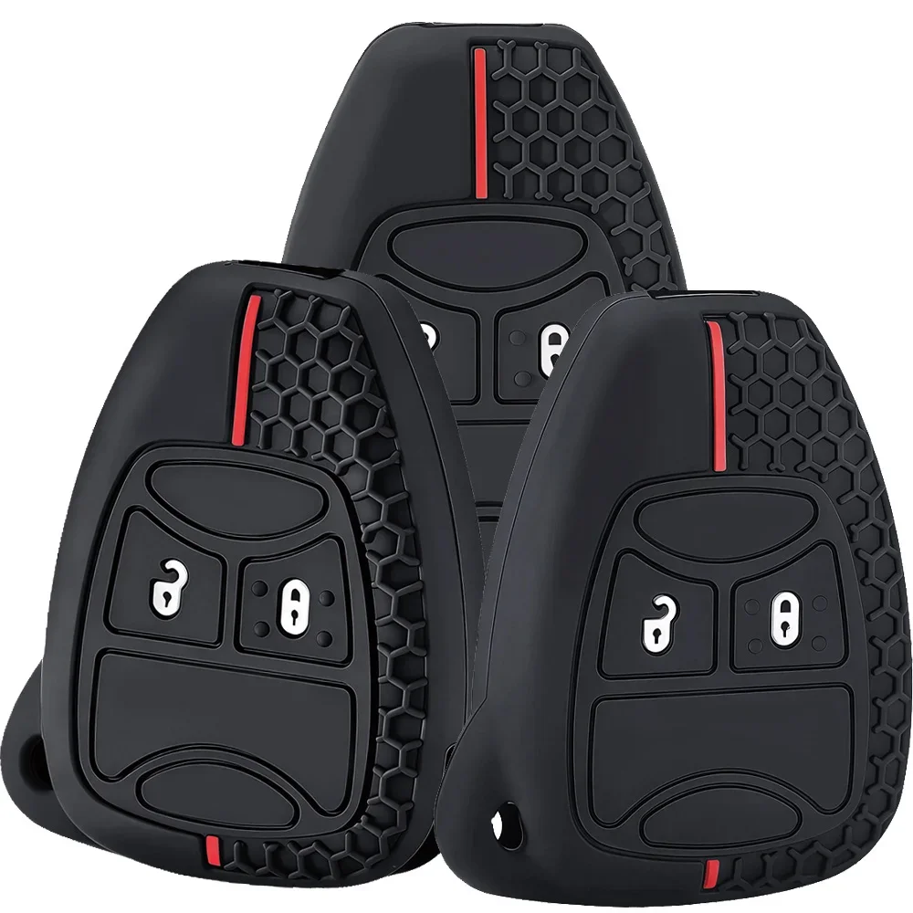 Honeycomb Red Line Silicone 2 Button Key Cover For Chrysler Dodge Caliber Jeep Patriot Liberty Remote Fob Protector