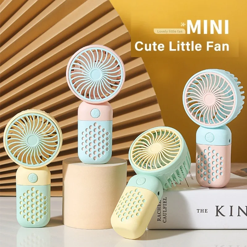 Cute USB Mini Fan Portable Handheld Fan Rechargeable Mini Handy Fan Pocket Size Low Noise Small Electric Fan Student Dormitory