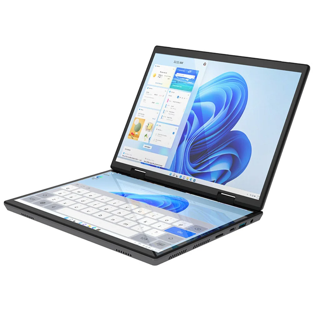 

Hot Wholesale 2025 New Ultrathin 10.5" +10.5 Inch Dual Screen N100 32G 1TB Aluminum Laptop For Home School Business Office