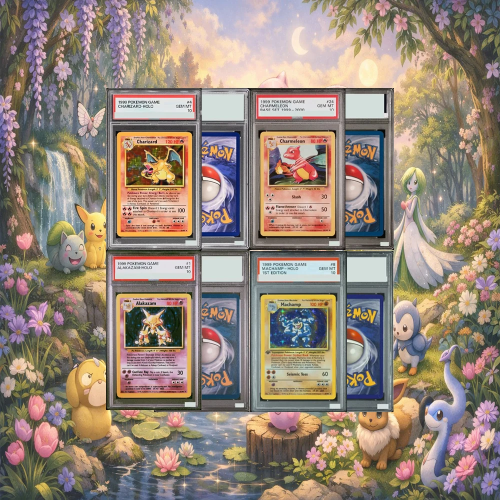 

Charizard-Holo ALAKAZAM 1999 Game #4 DIY Proxy PTCG Graded Collection Card English GEM MT 10 Card Holographic Labels Child Gifts