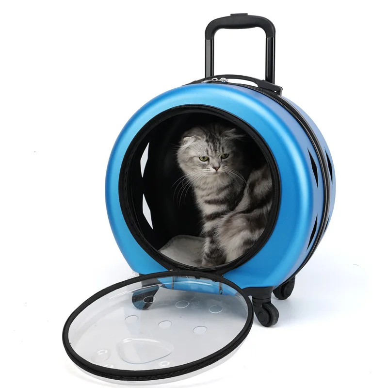 Pet Trolley Travel Bag Cat Carrier Bag Breathable Pet Backpack Portable Cat Bag Carrying For Dogs Large Space Cat Backpack