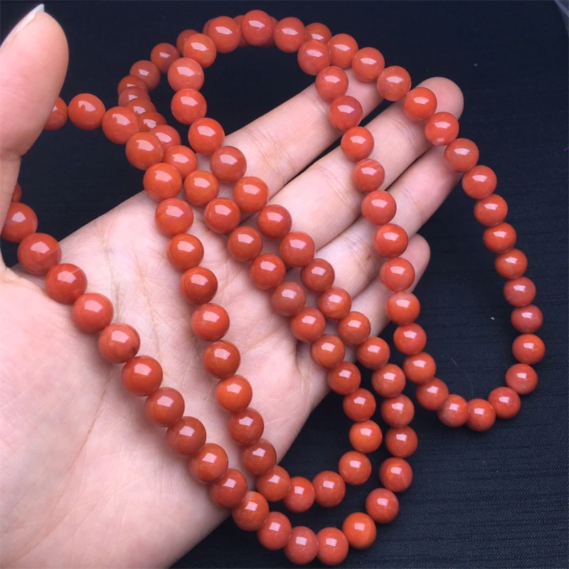 8MM Natural Nanhong Agate Triple Circle Bracelet Fashion Gemstone Jewelry Reiki Healing Fengshui Gift For Women 1pcs