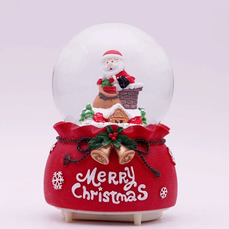 Christmas Snowflake Music Box Santa Claus Crystal Ball Eight-Track Player Girls Children's Festival Gifts Decorative Ornaments