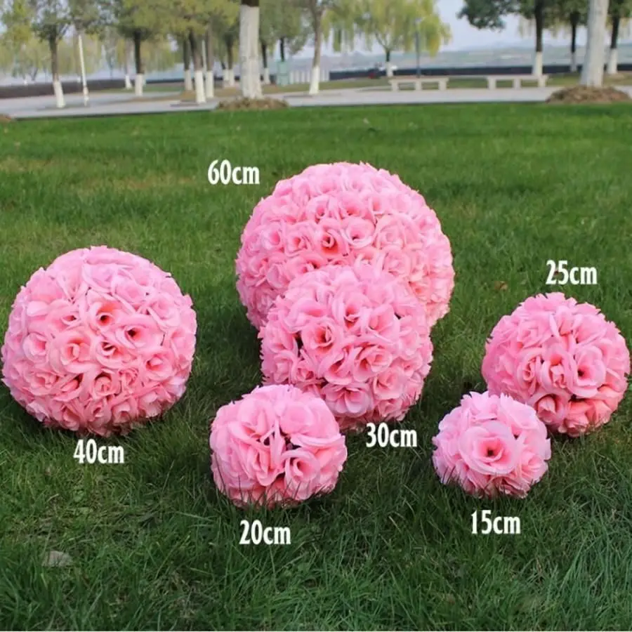 

30 12" Artificial Encryption Rose Silk Flower Kissing Balls Hanging Ball Christmas Ornaments Wedding Party Decorations