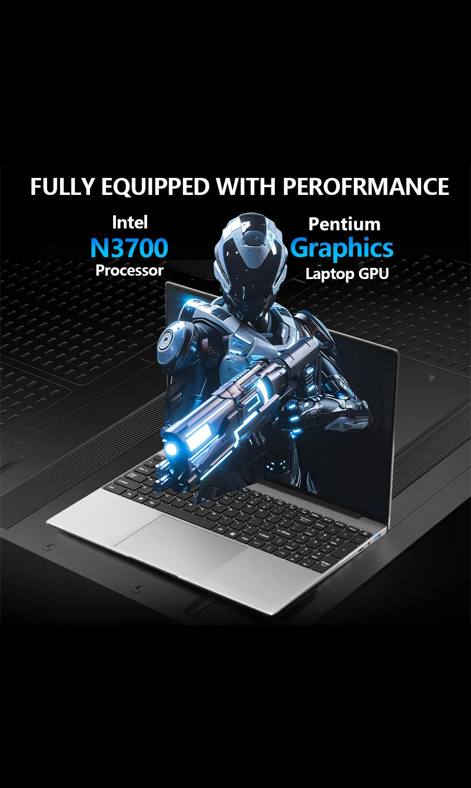 Intel N3700 15.6 Inch Ultra Slim Laptop 4 Core 4 Thread 1.6GHz 2.4GHz Turbo 16GB RAM 2TB SSD High Performance Notebook Gamer Pro