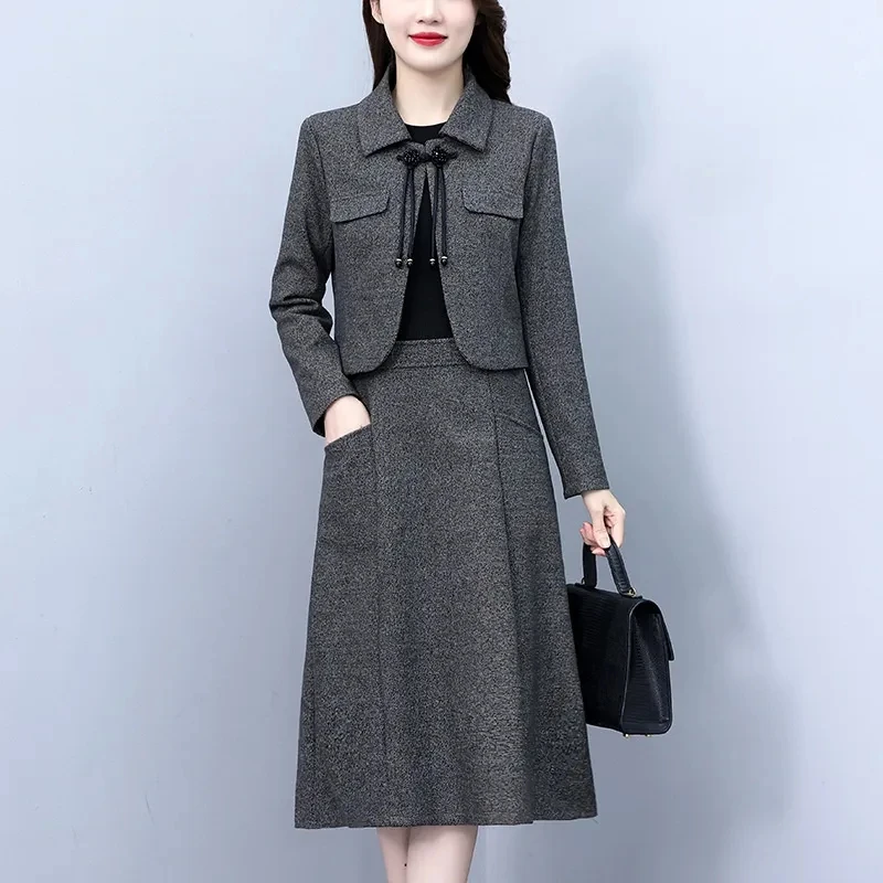 2023 New autumn Winter Korean Lady High-end Fashion blazer Jacket Dress Suit Women's Temperament Two-Piece Sets Ladies Outfit