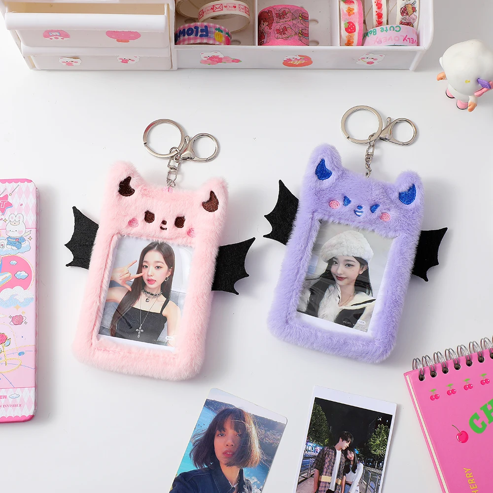 New Arrival Kawaii Little Devil Bear Rabbit Plush Photocard Holder Credit ID Bank Card Bus Card Photo Protective Case