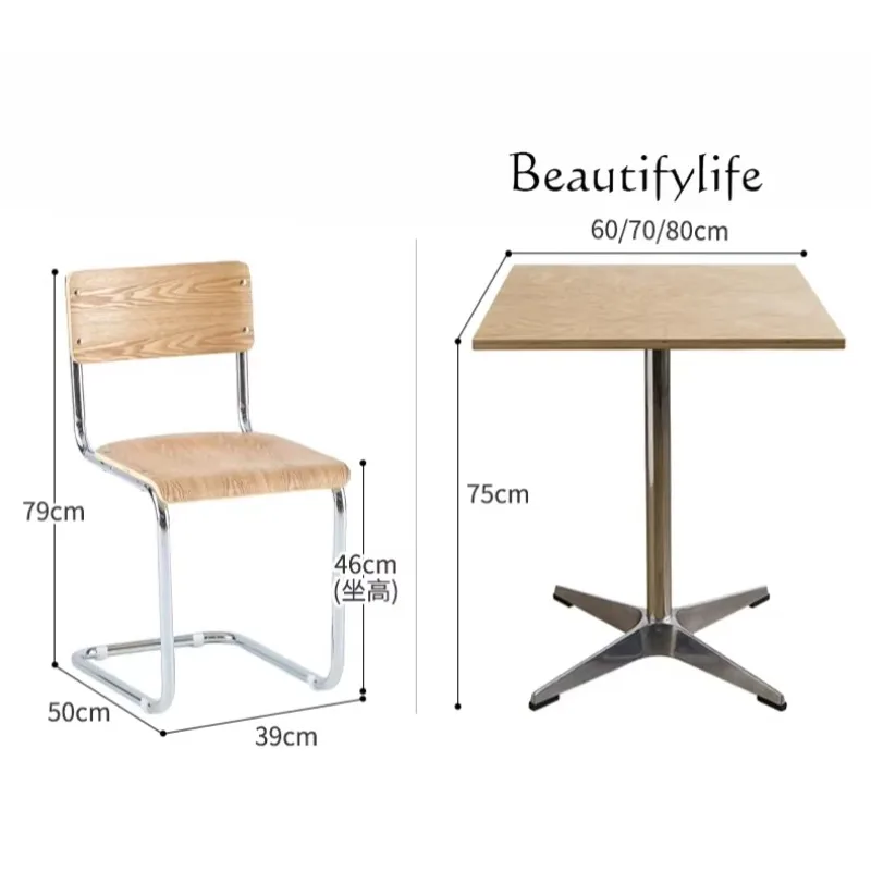 

X Ins Wind Baking Dessert Shop Square Table Commercial Milk Tea Cafe Stainless Steel Chair Medium Antique Coffee Table