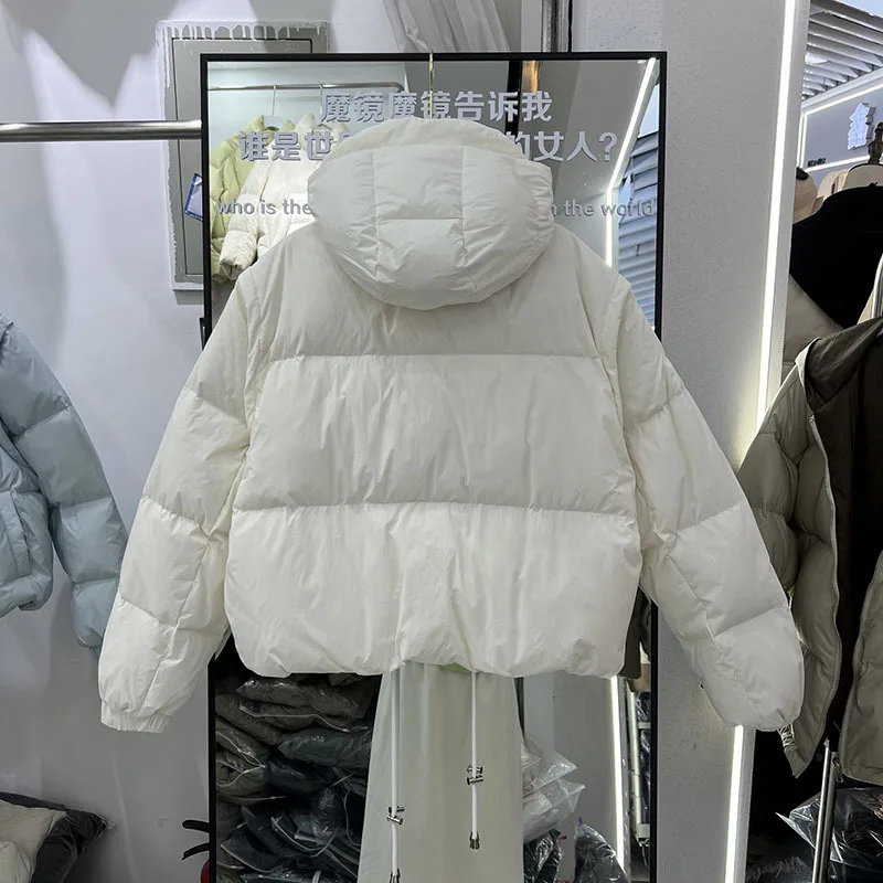 Autumn Winter 2023 New Down Jacket Women Hooded Thickened White Duck Down Fashion Clothing Long Sleeve Casual Warm Coat