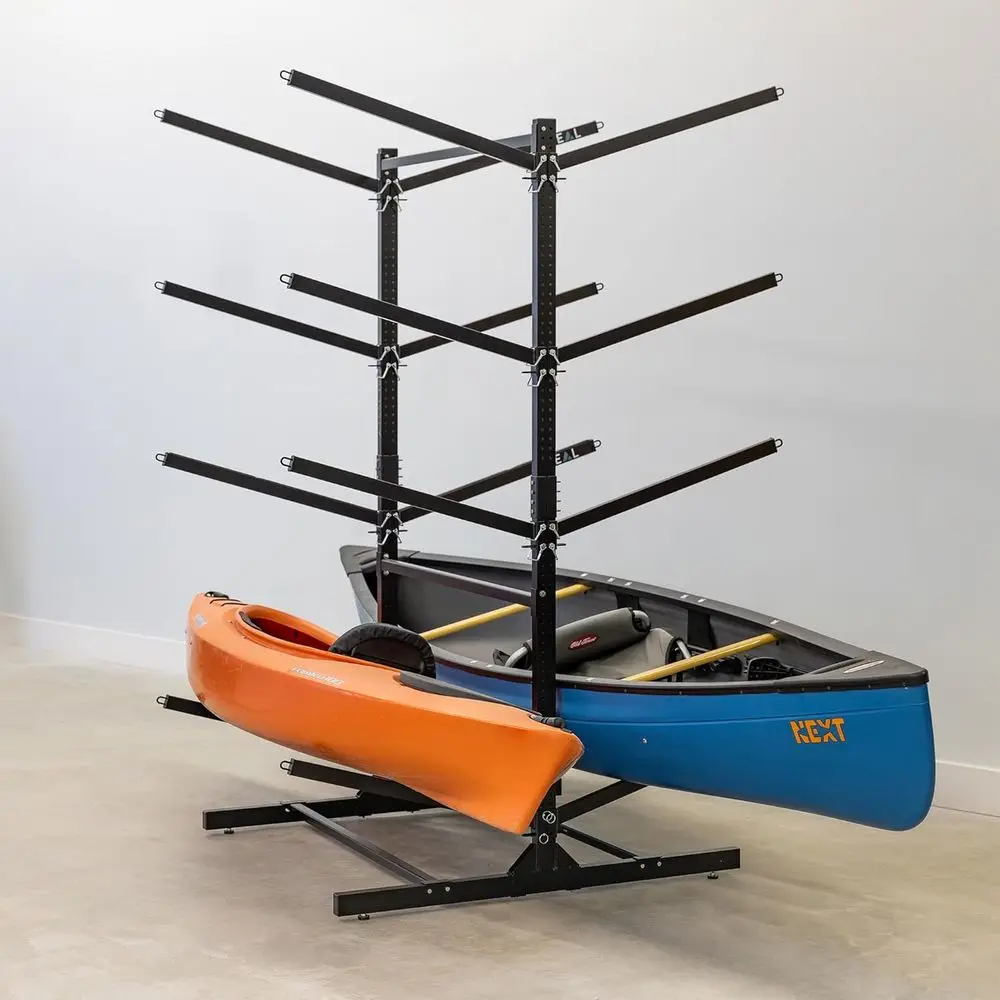 

Adjustable Outdoor/Indoor Stand Up Paddleboard and Canoe Storage Rack – Black