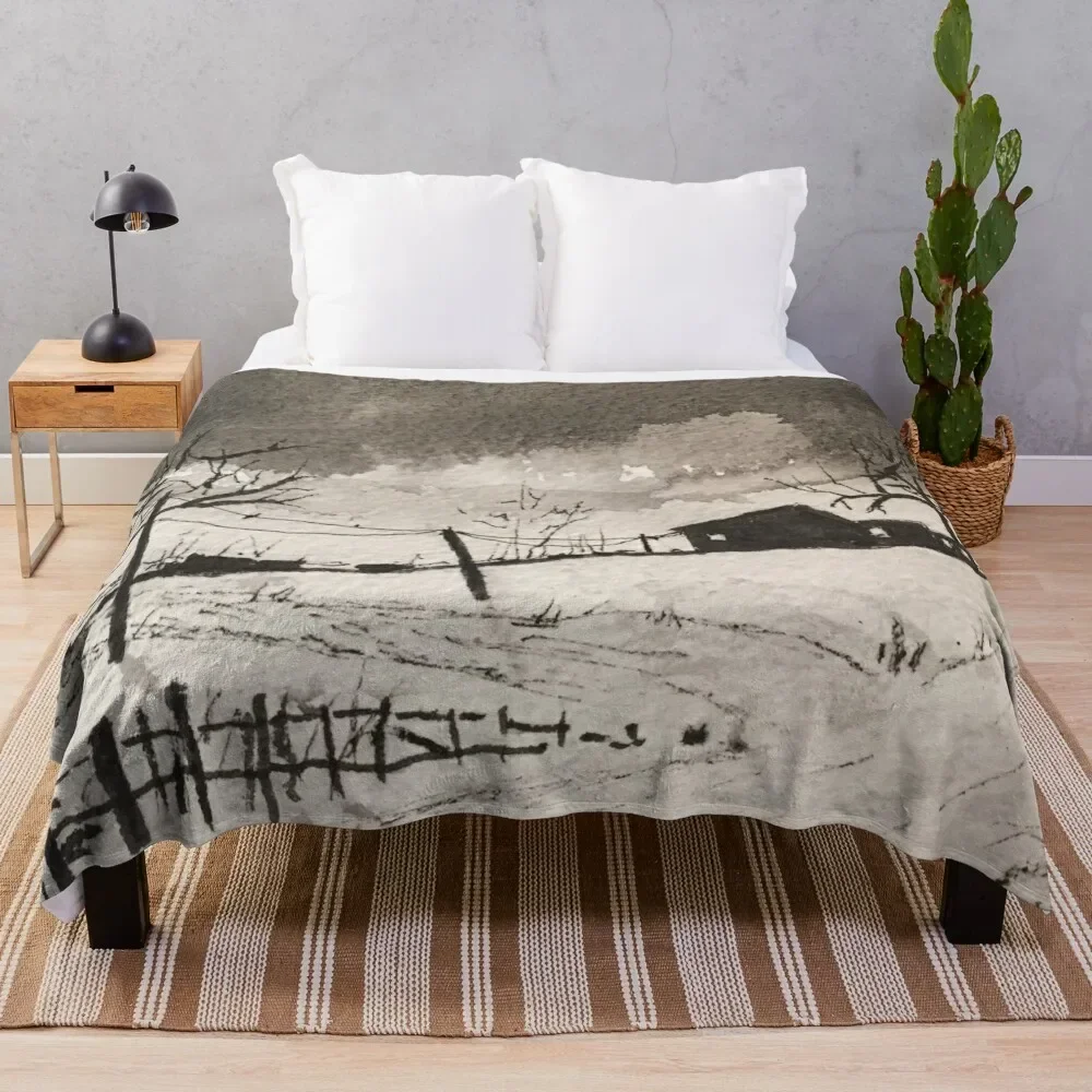 

A Dark Snowy Scene Throw Blanket Fashion Sofas Decoratives Blankets