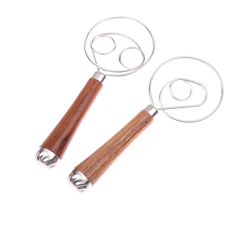 1pc Danish Dough Whisk Wooden Handle Eggs Cream Mixing Rods 