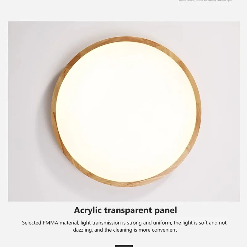 Luces LED de techo de madera ultrafinas, lámpara nórdica para sala de estar, dormitorio, accesorio de madera, pantalla acrílica moderna