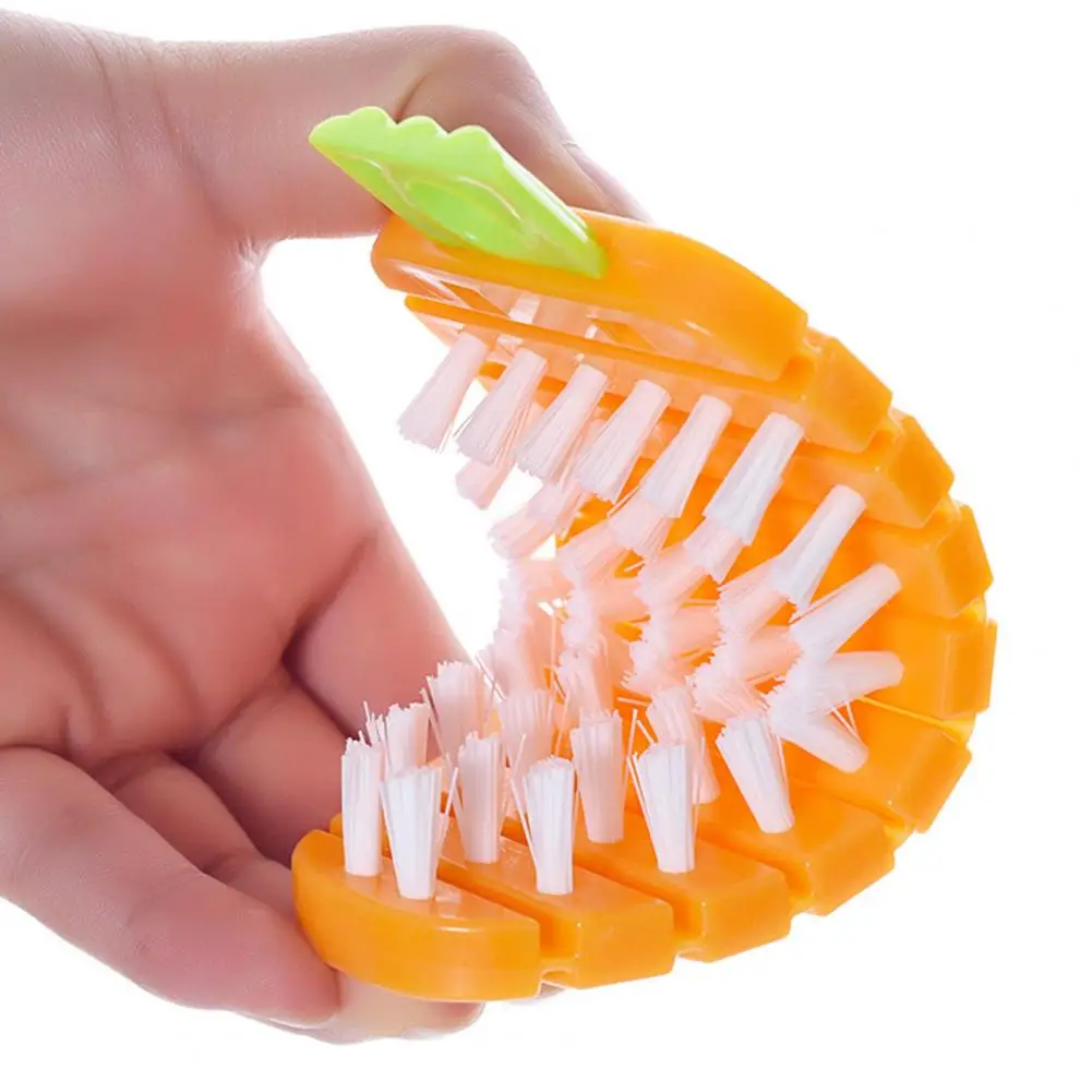 Restaurant Accessory Flexible Bristled Carrot-shaped Brush for Vegetables Fruits Non-scratch Scrubber for Stain Removal