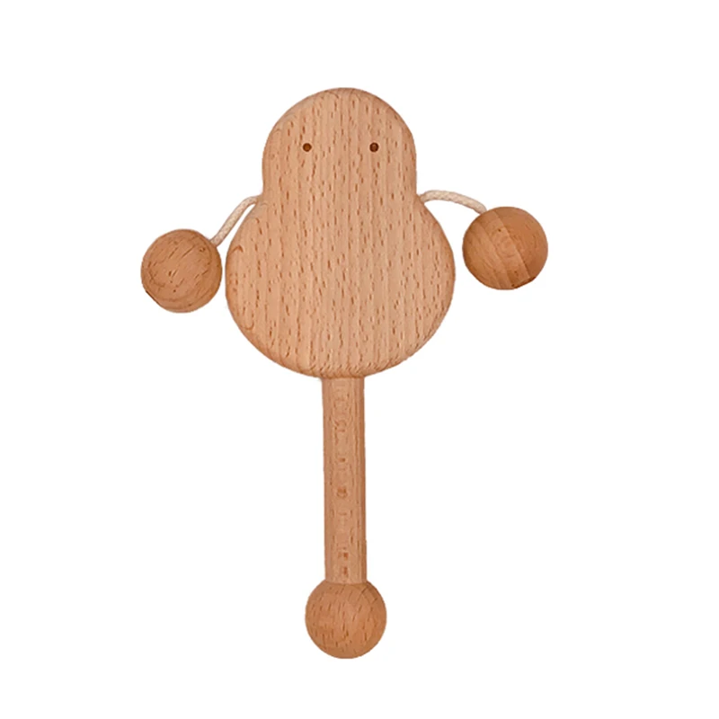 ABCPICK Drum-Shaped Rattle DIY Handicrafts Toy for Children Wood Graffiti Girl Kids Gift Drum-shaped Rattle Arts Crafts