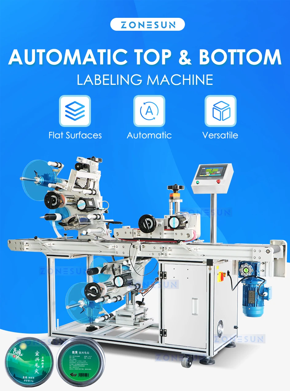 ZONESUN ZS-TB602 Automatic Top & Bottom Flat Surface Sticker Labeler