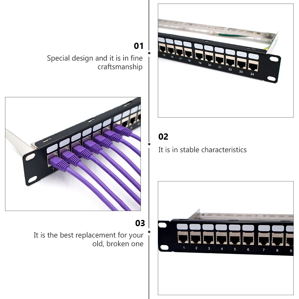 

24-Port Network Patch Panel 19 Inch Horizontal Unshielded Rackmount Rackmount for Patch Panel Heat Resistant Anti-Rust Network