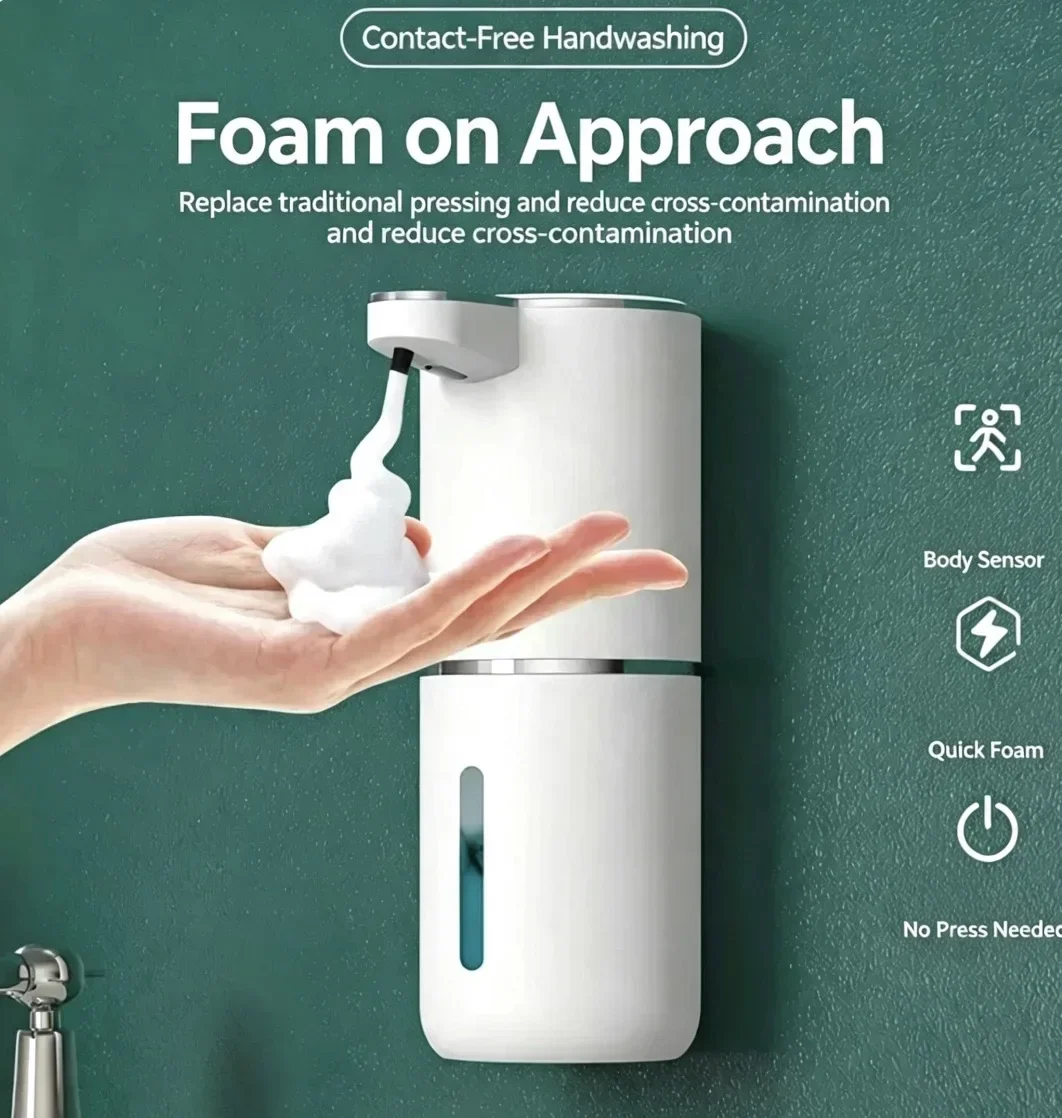 Dispenser Automatico di Sapone Liquido/Schiumogeno, Erogatore Elettrico Senza Contatto, Ricaricabile USB con Sensore a Infrarossi per Bagno e Cucina