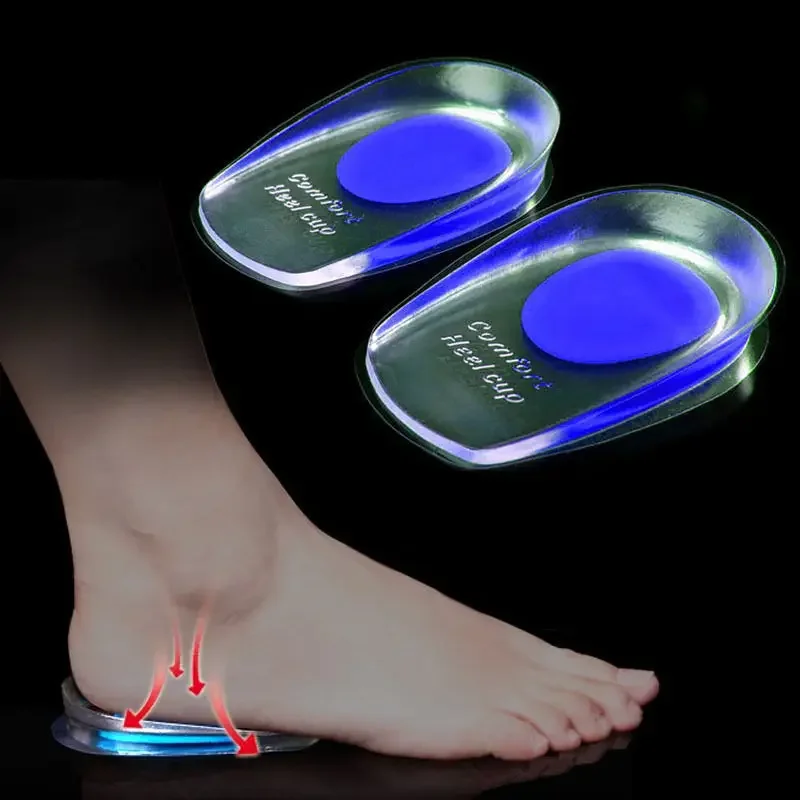 Soft Silicone Gel Insoles for Heel Spurs Pain Foot Cushion Foot Massager Care Half Heel Insole Pad Height Increase Tools