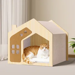 Casa de madera para gatos y perros – Refugio acogedor transpirable