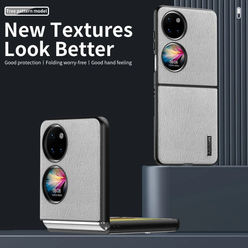

Luxury Leather phone Case For Huawei P50 pocket Tree Grain Texture Back Cover Anti-fall Lens Full Cover Shockproof
