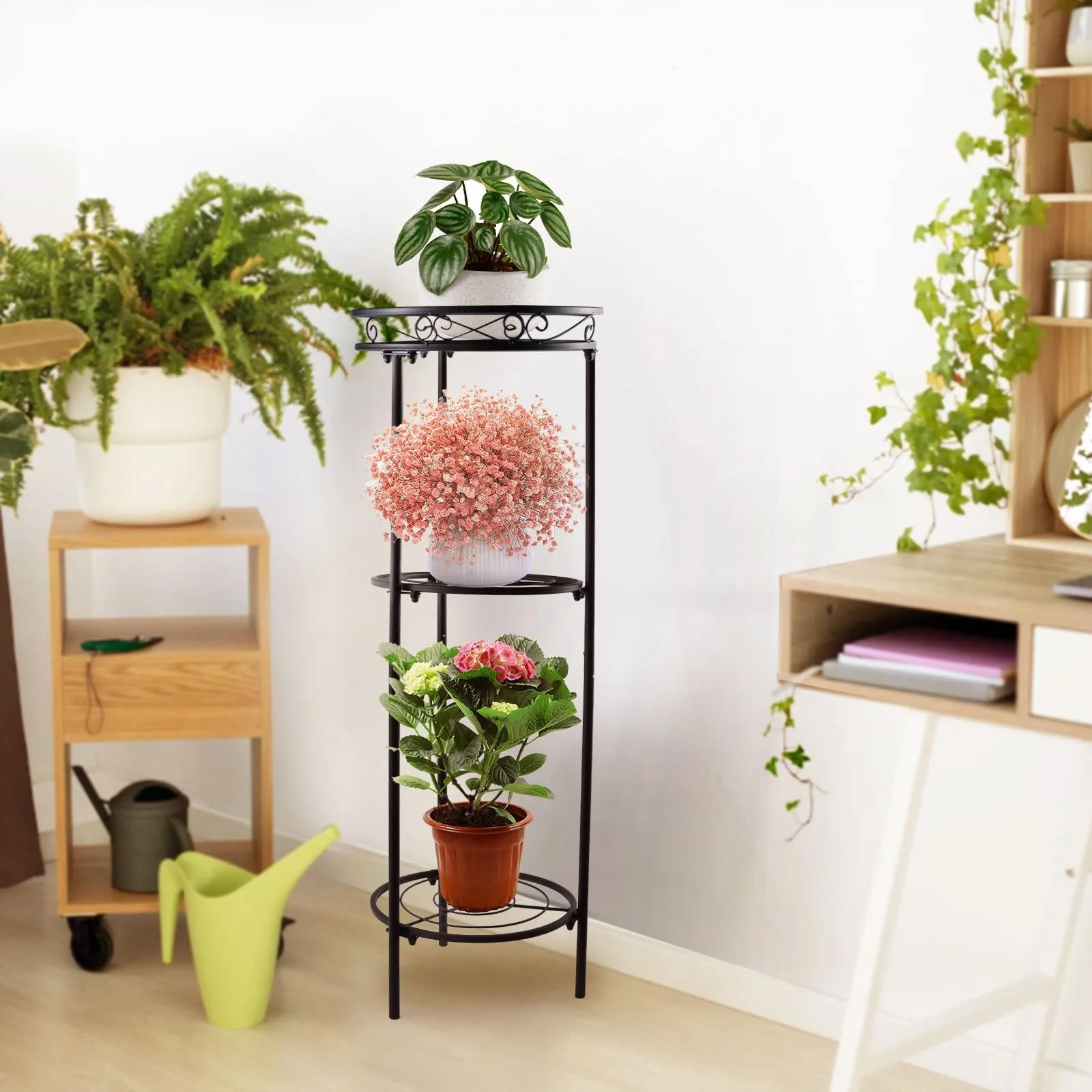 Patio Garden Balcony Living Room Corner Plant Holder Rack 3 Tier Iron Flower Pot Shelf Metal Plant Stands