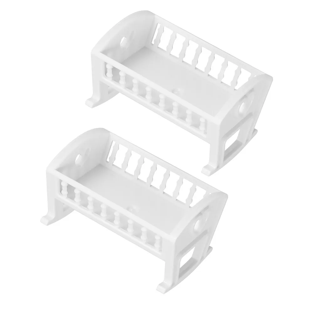 2Pcs Baby Crib Realistic Miniature Cradle Set for Dollhouse Nursery Bedroom Furniture Accessories Mini Rocking Bassinet Baby Bed