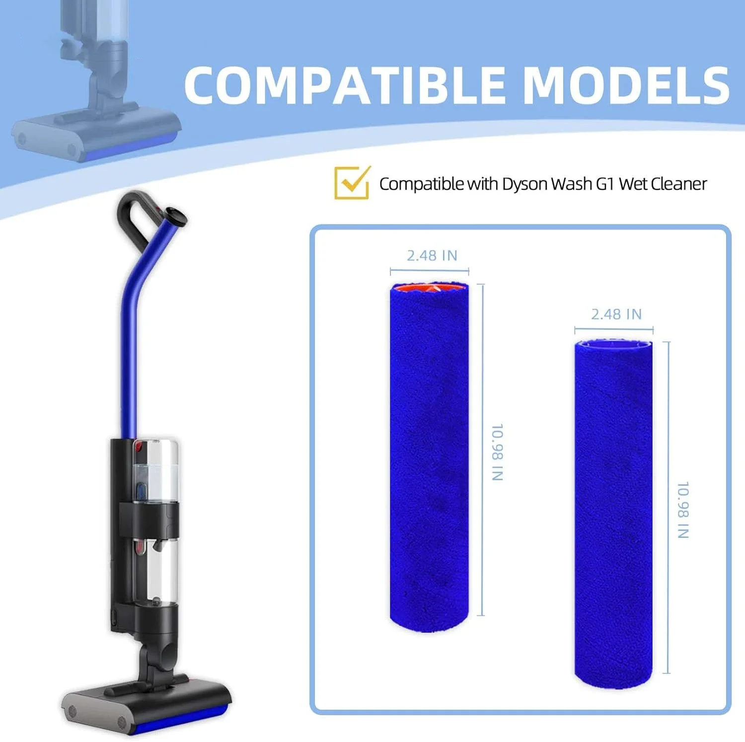 Compatible for Dyson Wash G1 Wet Cleaner, Floor Scrubber Machine Vacuum Attachments Counter-Rotating Primary Rollers