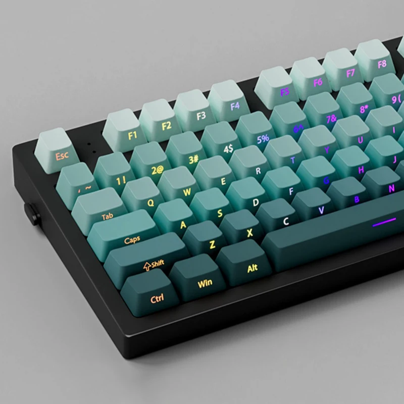 

Deep Sea PBT Double Shot Keycaps 135 Keys Shine Through Side Print Keycaps Cherry Profile for MX Switches Gaming Keyboards