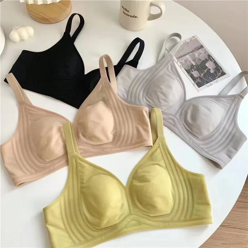 Sexy High-end Seamless Rabbit Ear Cup Women's Underwear Comfortable Breathable Adjustable Breast-feeding Bra Thin Section