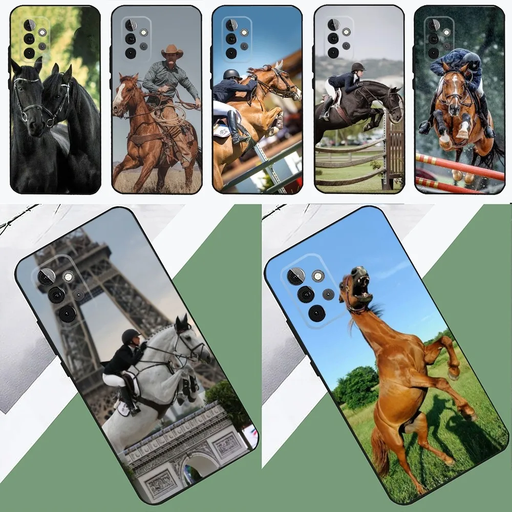 Competition Equestrian Horse  Phone Case For SamsungS24,23,22,21,S20 ,Pro10,S30Plus,S9,20lite Ultra Black Cover