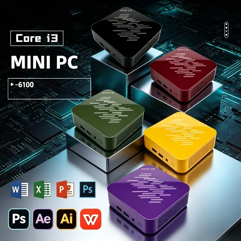 Excellent NEW Portable Mini PC Intel Core i3-6100, 16GB RAM, 1/2TB SSD, BT5.2, WiFi6, 1000M Ethernet, for Gaming & Office