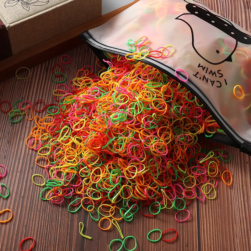 1000/2000 stücke Mädchen bunte Einweg Gummi elastische Haarband Krawatten Kinder Pferdes chwanz Halter Bänder Kinder Haarschmuck Ligen