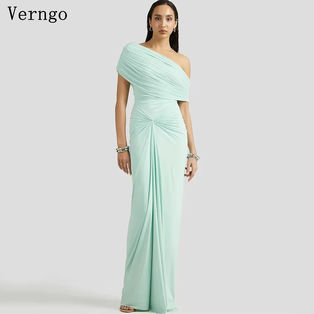 

Verngo Mint Green Crepe Evening Dress Off The Shoulder Slim Prom Party Dresses Elegant Simple Maxi Prom Gowns Customized