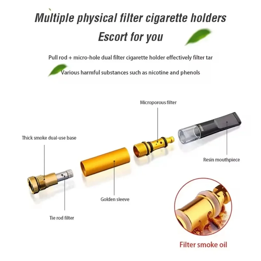 حامل سجائر عالمي سميك ورقيق ، نوع دوران ، قضيب قابل للغسل ، فلتر مسامي صغير ، أدوات تدخين ، يعاد استخدامها
