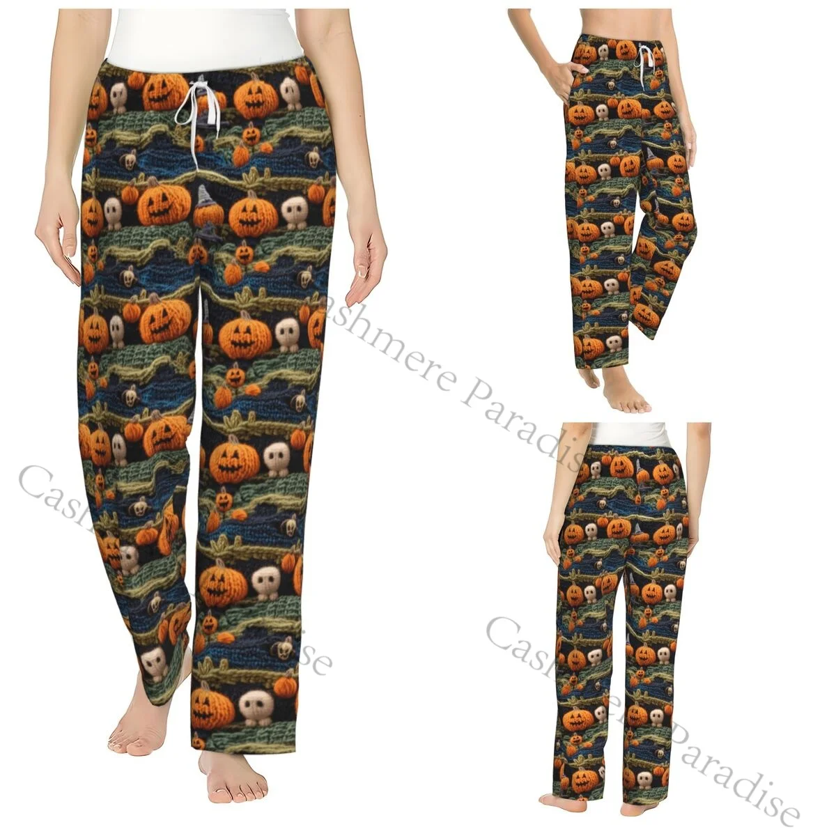 Featuring Pumpkins Ghosts Halloween Cozy Flannel Pajama Pants for Women Sleep Bottoms Home Loungewear