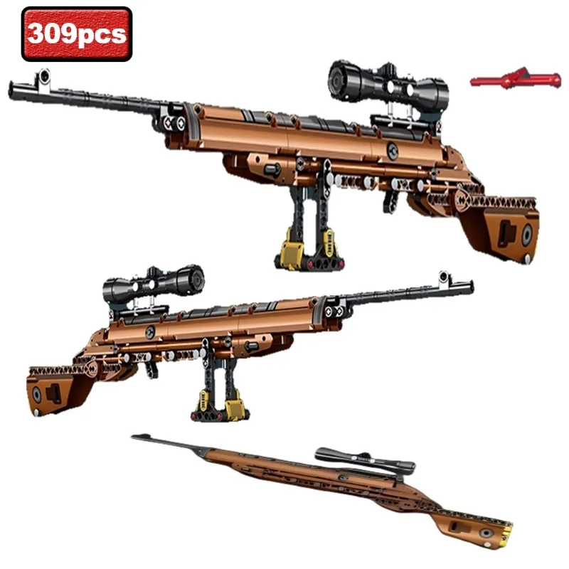 

ZKZC WW2 Военный 98k Модель пожарного пистолета Строительный блок Городской полицейский пистолет Реплика пистолетов Сборка кирпича Детские игрушки Подарки