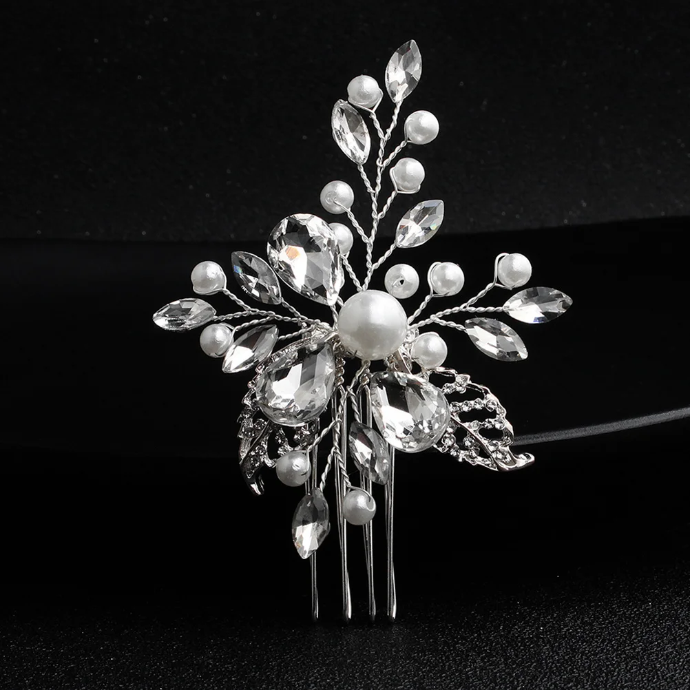 1 قطعة زخرفة العروس اللؤلؤ سبائك الفضة كريستال حجر الراين مشط أنيق غطاء الرأس الزفاف اليدوية فريد الشعر الدعامة للنساء