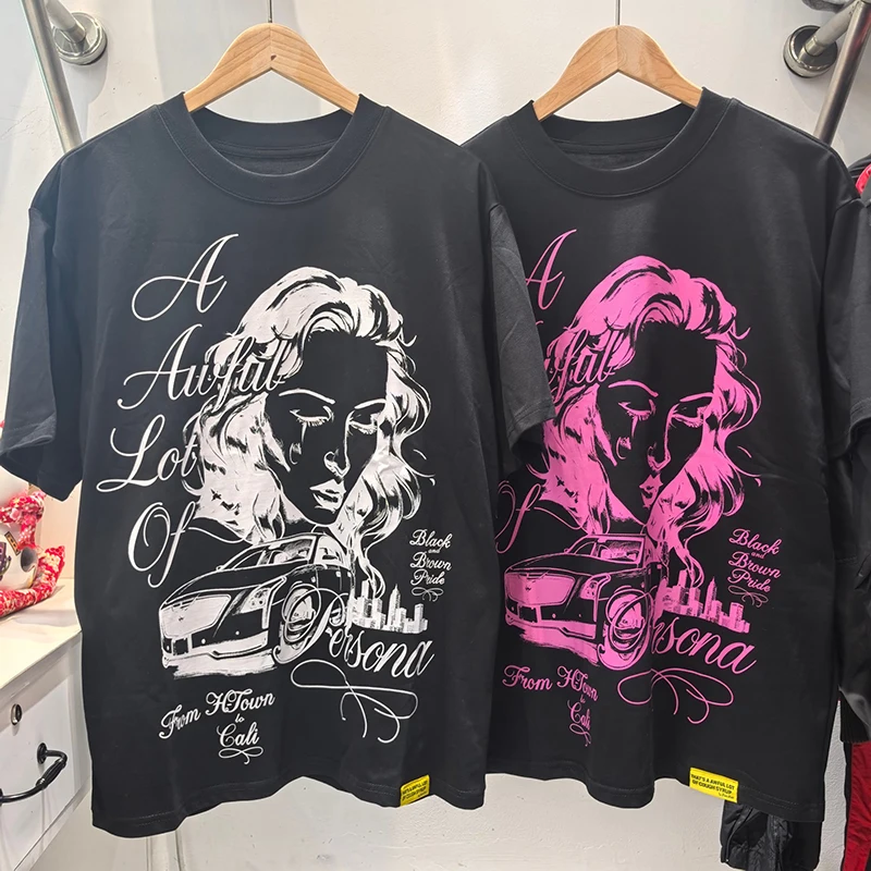 

American Streetwear Girl Print THAT'S A AWFUL LOT OF COUGH SYRUP T-shirt Real Photo Men Women Summer New Short Sleeve