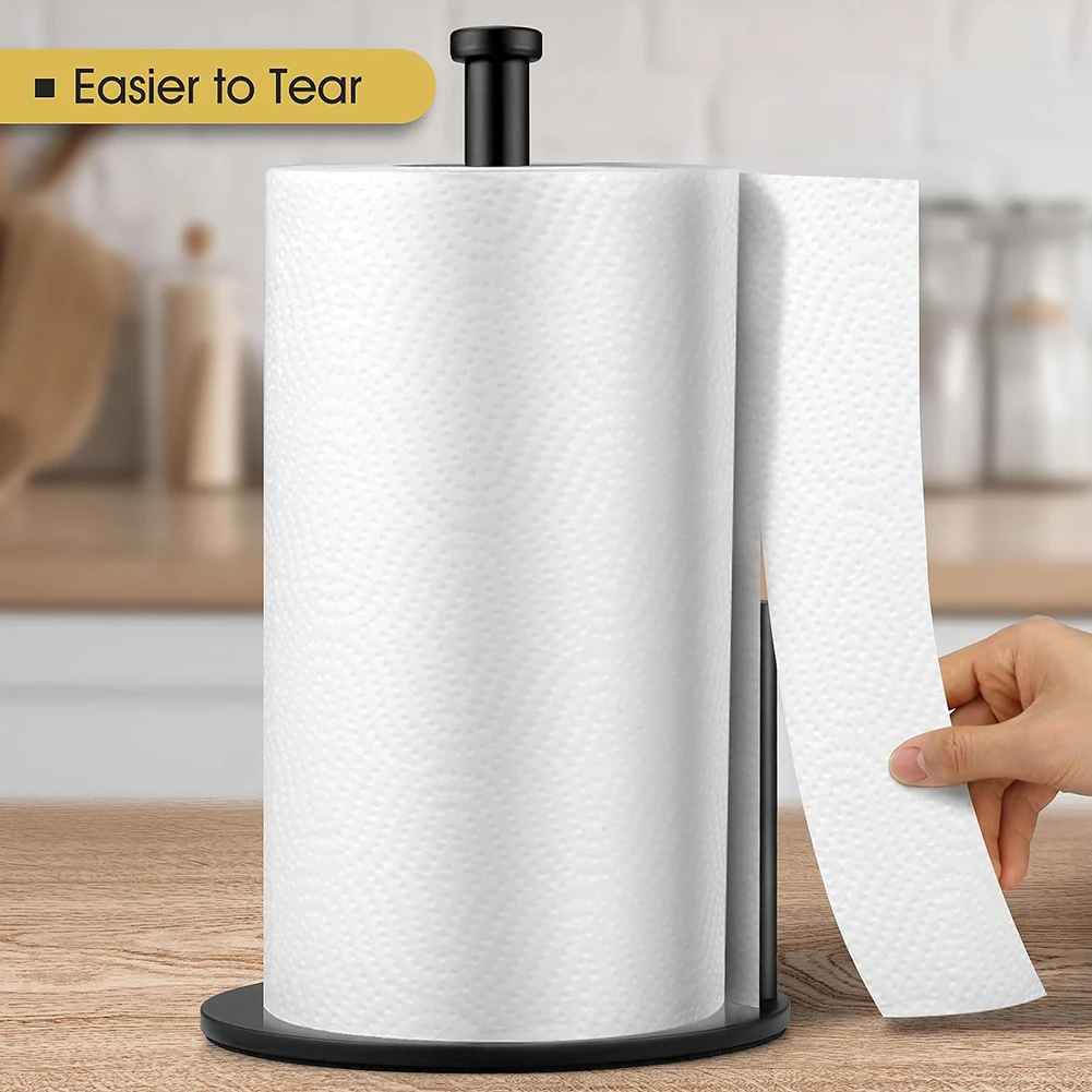 Paper Towel Holder, Countertop Paper Towel Holder, Steady Paper Roll Holder, Weighted Paper Towel Stand for Kitchen Bathroom