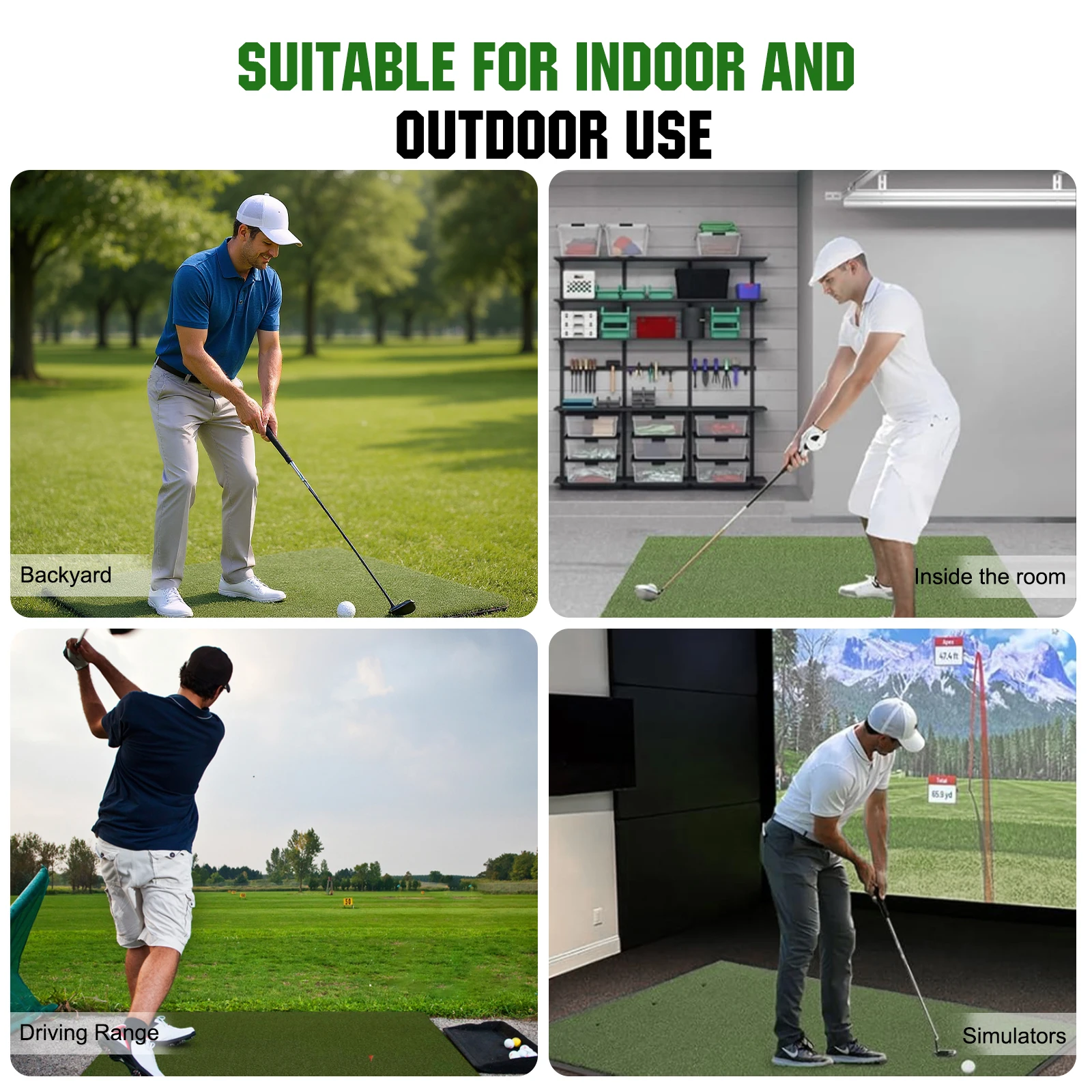 Estera para golpear Golf de doble césped, estera de entrenamiento de Swing de 5X5 pies, césped grueso para golpear Golf en interiores y exteriores, entrenamiento de Swing Chipping