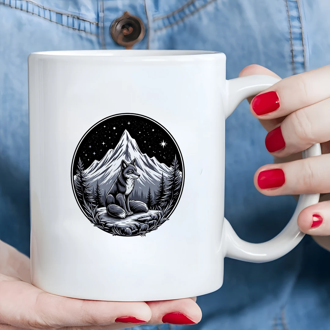 

Черно-белая художественная кружка с реалистичной иллюстрацией лисы, чашка на 12 унций для холодных и горячих напитков, детская офисная рождественская кружка, изысканная f