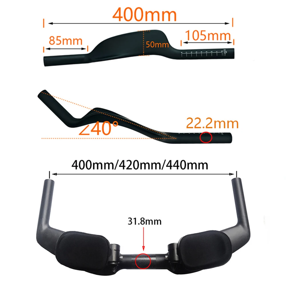 

BALUGOE Carbon Fiber Road Bicycle Rest TT Handlebar Clip on Aero Bars Handlebar Extension Triathlon Time Trial Cycling Parts