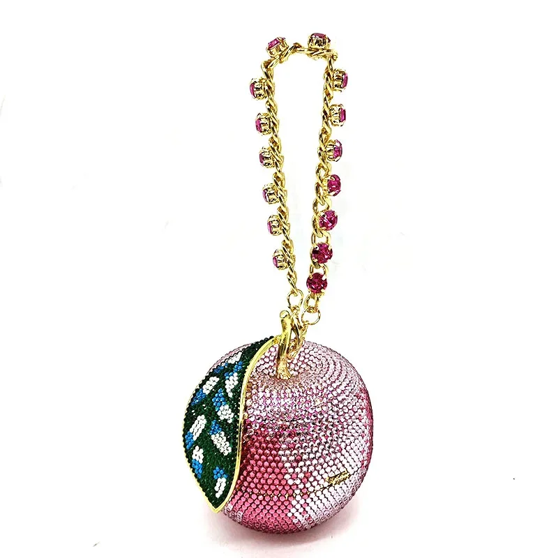 

Jewelry Apple Fruit Crystals Evening Clutch Bags Women Gems Shoulder Bags Bling Diamond Metal Clutch Purses Wedding Party Purse