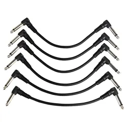 6Pcs Guitar Pedal Cable Electric Guitar Effect Pedal Patch Cable Cord Low Noise Shielded Audio Cable Leads 1/4 Right Angle Patch