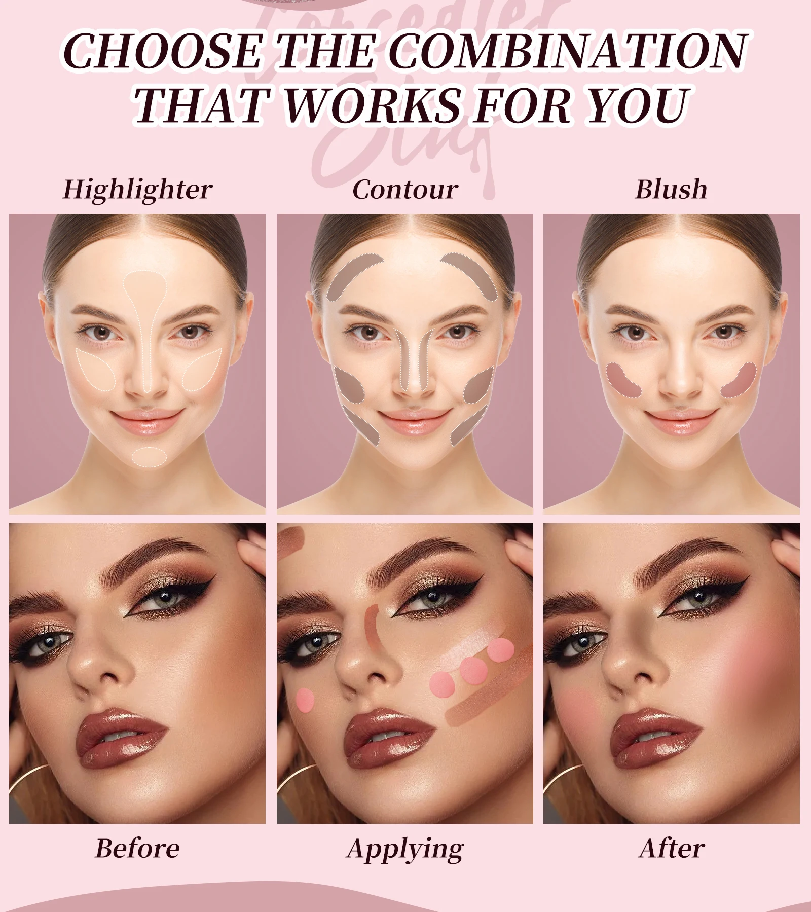 Hellokiss double head multifunctional face repair highlight powder blusher stick three-dimensional brighten face Bronze