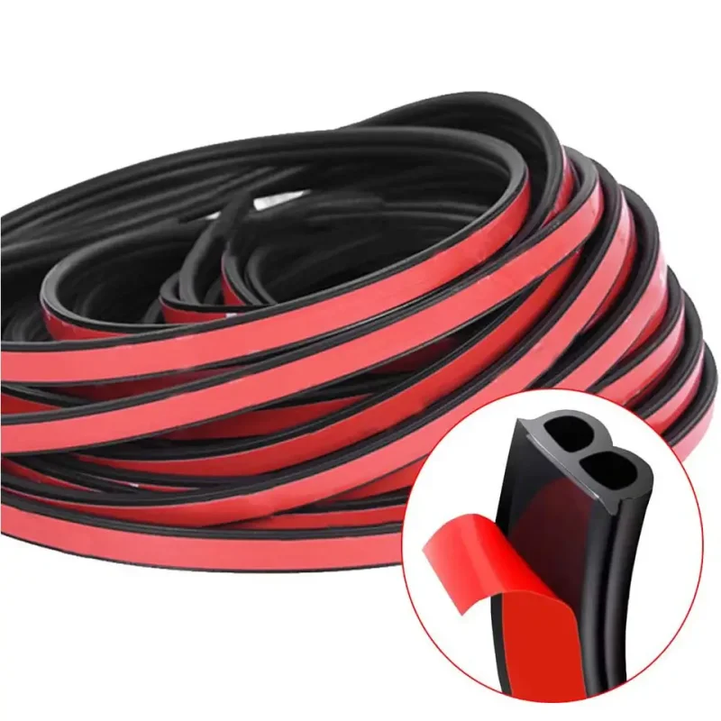 B Shape Car Door Seal Strips Sticker 5Meters Weatherstrip Rubber Seals Sound Insulation Sealing Automobiles Accessories