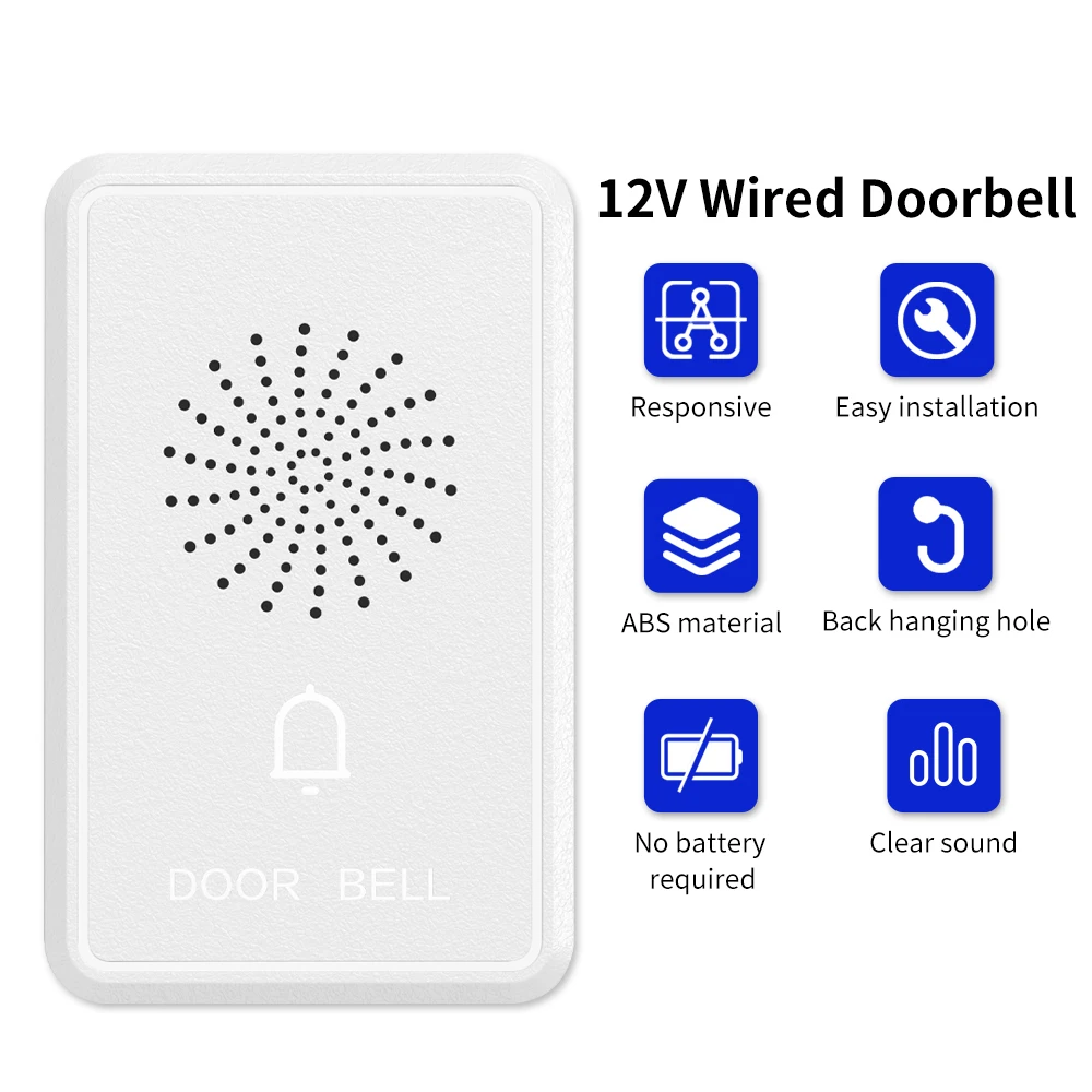 4Wire Wired Doorbell DC12V Access Control Door Bell Electronic Dingdong Ringtone Ring Buzzer Home Security Access Control System